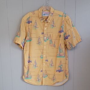 Chubbies Men's Shirt Nautical Large Yellow Button Down Short Sleeve